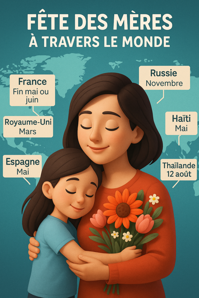 Illustration 3D réaliste d’une mère tenant tendrement son enfant, symbolisant l’amour maternel et la célébration de la Fête des Mères.